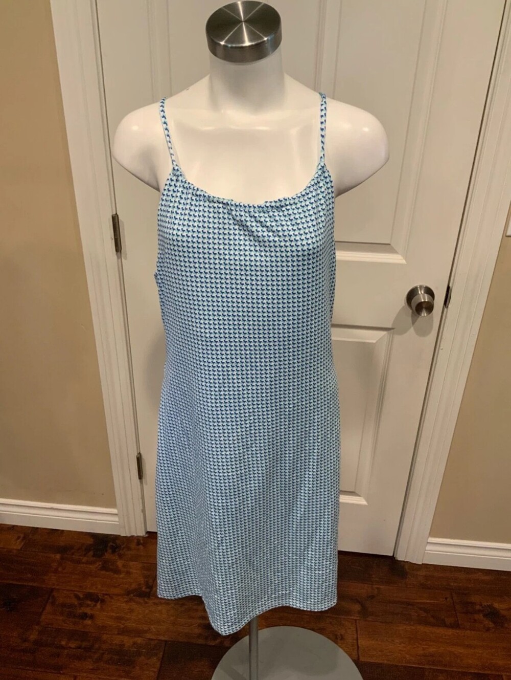 Light Blue Patterned Slip Dress
